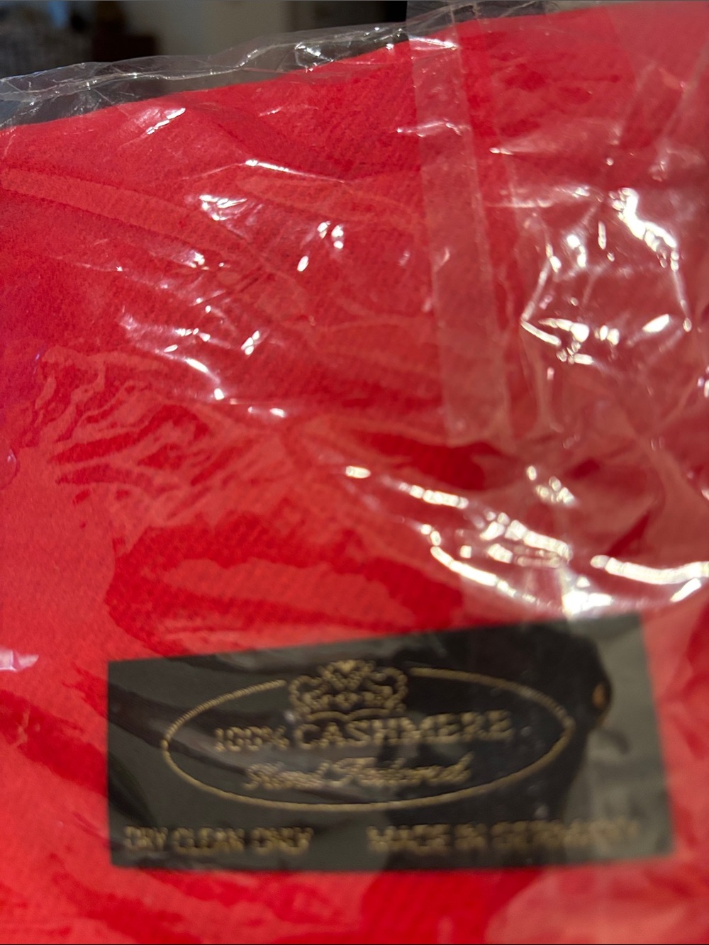 Vintage black 100% Cashmere Women's Red Scarf - Luxurious Soft Knit